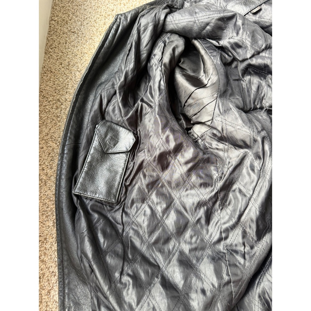 St. John Bay Leather Jacket men XLT Black Bomber Lined Collared - Picture 13 of 13